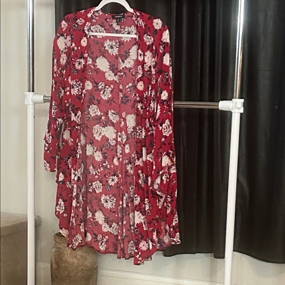 Floral Red Women's Cardigan
